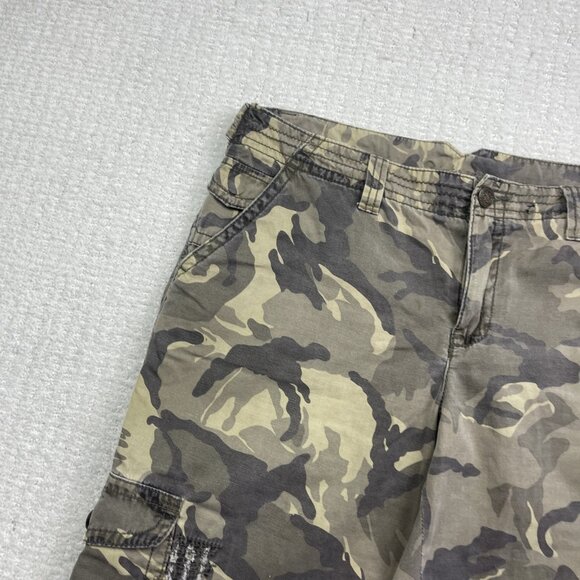 Y2K Point Zero Cargo Shorts Baggy Camo Military Green Tech Pants Men Skater Read - Picture 2 of 14